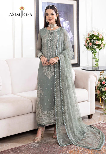 EMBROIDERED CHIFFON , ORGANZA STITCHED 3 PCS