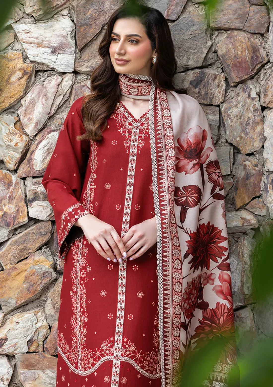 3-Piece Lawn Embroidery Collection Digital Print Voil Dobby Dupatta