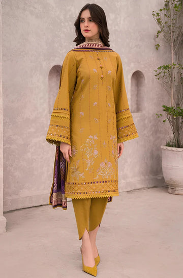 3PC Lawn Embroidered Shirt With Chiffon Printed Dupatta