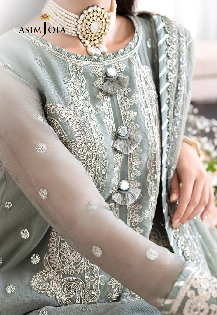 EMBROIDERED CHIFFON , ORGANZA STITCHED 3 PCS