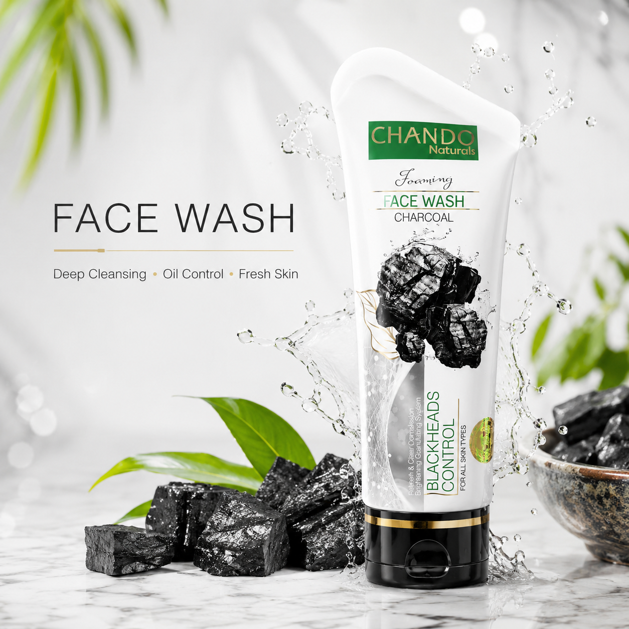 CHANDO Naturals Charcoal Foaming Face Wash – Deep Cleansing & Oil Control Formula
