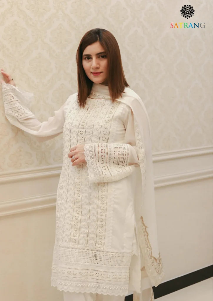 Summer Unstitched 3PC Lawn Chicken Kari Embroidered Shirt With Organza Dupatta SR-127