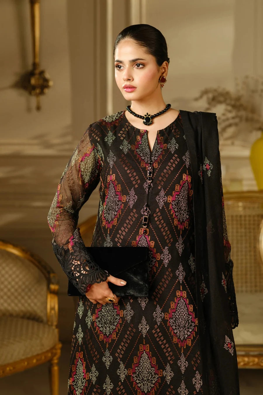 Bareeze 3PC Embroidered Lawn Suit with Embroidered chiffon Dupatta