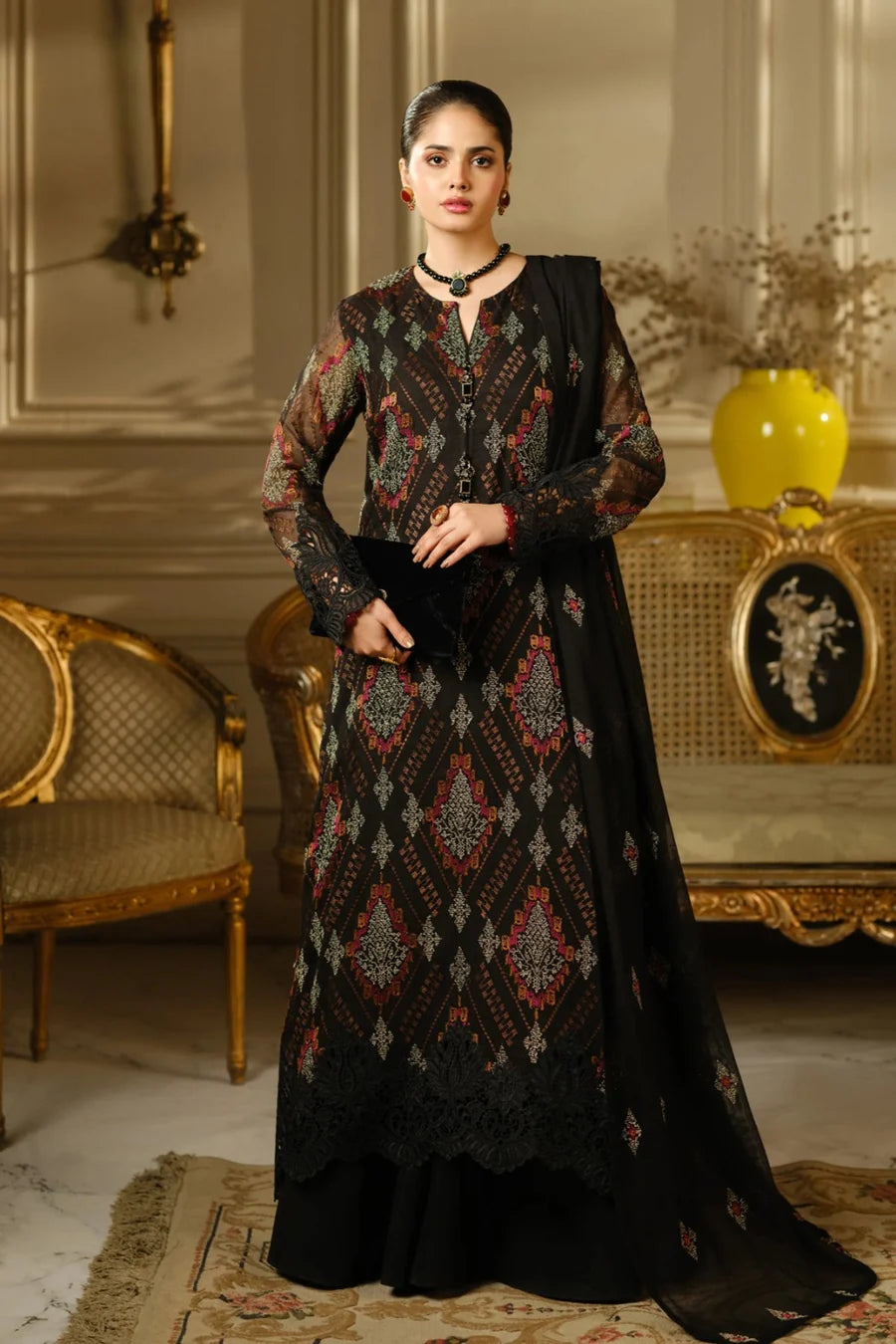Bareeze 3PC Embroidered Lawn Suit with Embroidered chiffon Dupatta