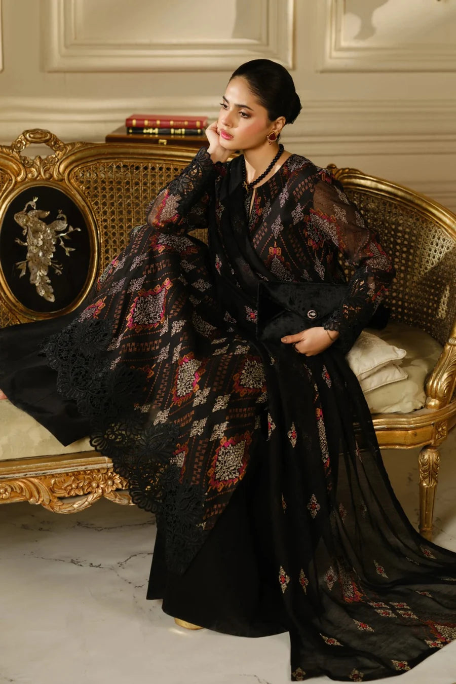 Bareeze 3PC Embroidered Lawn Suit with Embroidered chiffon Dupatta