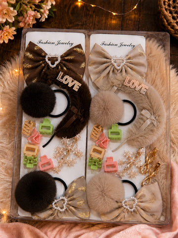 Luxury Hair Accessories Set 🎀 – Bows, Clips & Ties