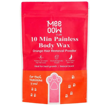 Meow Club 10-Min Painless Body Wax Powder with Spoon | Orange Hair Removal Wax for Smooth Skin